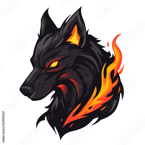 Spectral hellhound logo with glowing ashen fur and fiery accents for esports team branding