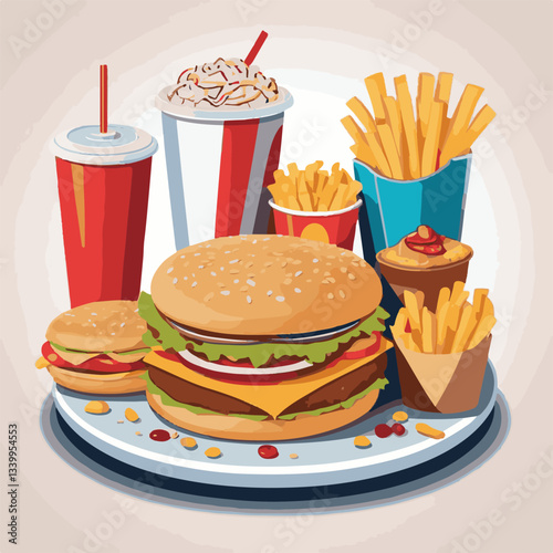 fastfood, fast, snack, food, meal, delicious, burger, lunch, background, dinner, american, meat, unhealthy, menu, restaurant, set, cheeseburger, junk, isolated, hamburger, fat, eat, sandwich, tasty, c