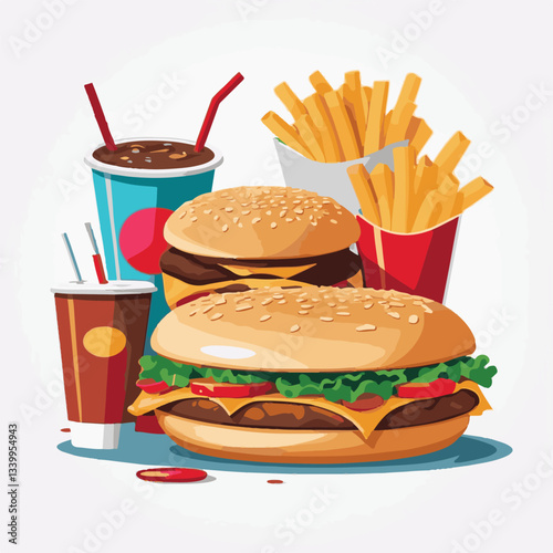 fastfood, fast, snack, food, meal, delicious, burger, lunch, background, dinner, american, meat, unhealthy, menu, restaurant, set, cheeseburger, junk, isolated, hamburger, fat, eat, sandwich, tasty, c