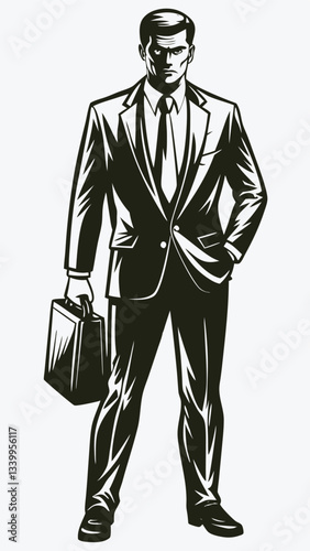 Silhouette businessman man in suit with tie on a white background