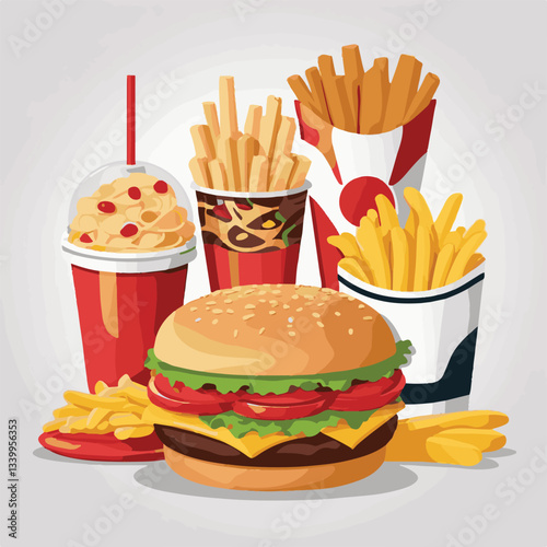 fastfood, fast, snack, food, meal, delicious, burger, lunch, background, dinner, american, meat, unhealthy, menu, restaurant, set, cheeseburger, junk, isolated, hamburger, fat, eat, sandwich, tasty, c
