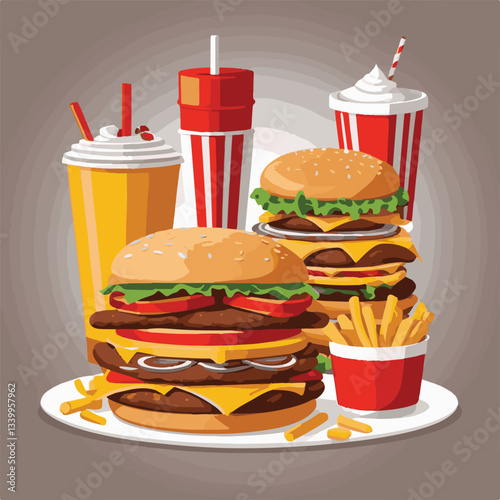 fastfood, fast, snack, food, meal, delicious, burger, lunch, background, dinner, american, meat, unhealthy, menu, restaurant, set, cheeseburger, junk, isolated, hamburger, fat, eat, sandwich, tasty, c