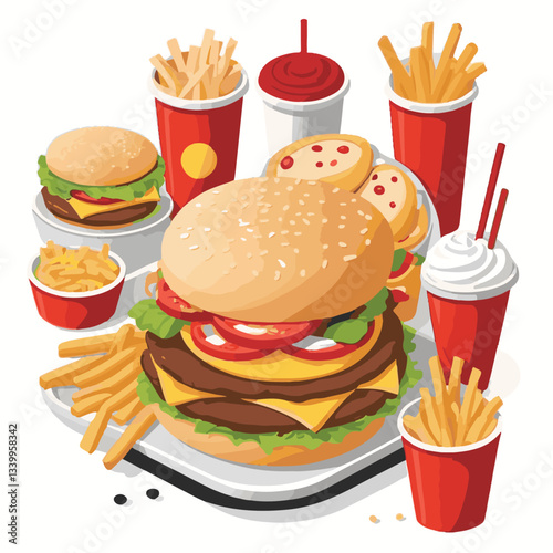 fastfood, fast, snack, food, meal, delicious, burger, lunch, background, dinner, american, meat, unhealthy, menu, restaurant, set, cheeseburger, junk, isolated, hamburger, fat, eat, sandwich, tasty, c