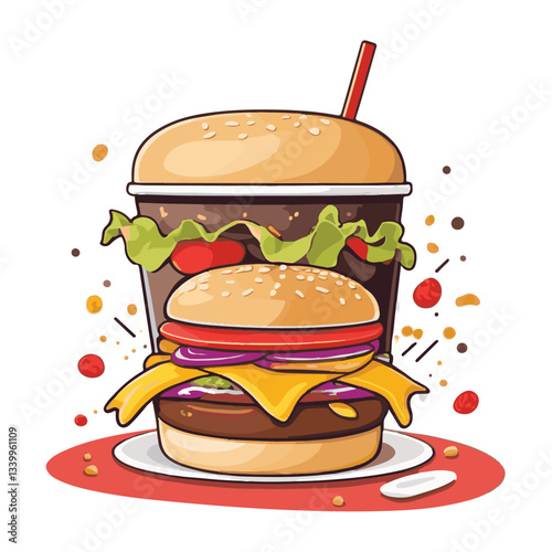 fastfood, fast, snack, meal, food, lunch, burger, dinner, background, delicious, meat, american, menu, unhealthy, restaurant, isolated, cheeseburger, junk, set, hamburger, fat, sandwich, tasty, eat, c