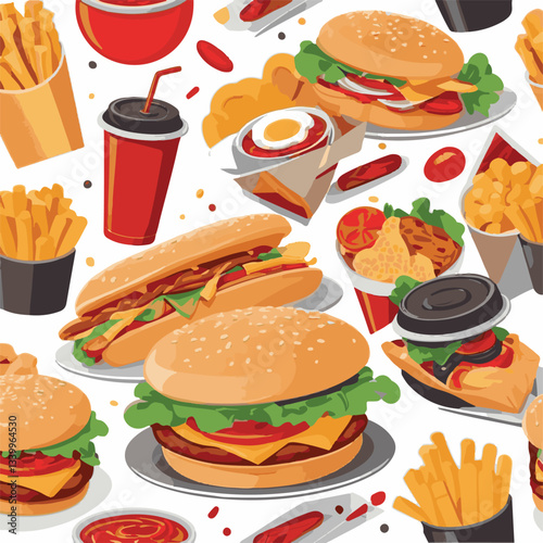 fastfood, fast, snack, meal, food, lunch, burger, dinner, background, delicious, meat, american, menu, unhealthy, restaurant, isolated, cheeseburger, junk, set, hamburger, fat, sandwich, tasty, eat, c