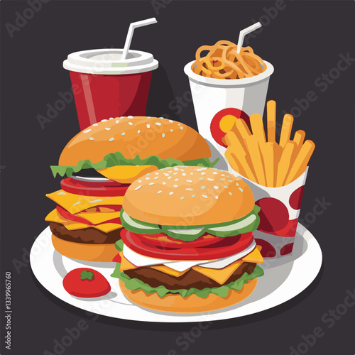 fastfood, fast, snack, meal, food, lunch, burger, dinner, background, delicious, meat, american, menu, unhealthy, restaurant, isolated, cheeseburger, junk, set, hamburger, fat, sandwich, tasty, eat, c