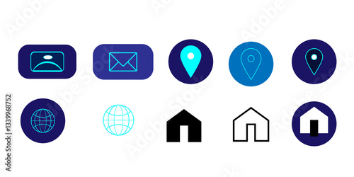 Business icon for company connection set in different style.