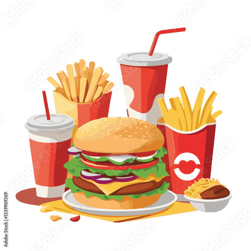 fastfood, fast, snack, meal, food, lunch, burger, dinner, background, delicious, meat, american, menu, unhealthy, restaurant, isolated, cheeseburger, junk, set, hamburger, fat, sandwich, tasty, eat, c