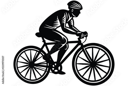 Man riding a bicycle silhouette vector