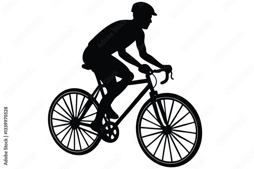 Obraz premium Man riding a bicycle silhouette vector