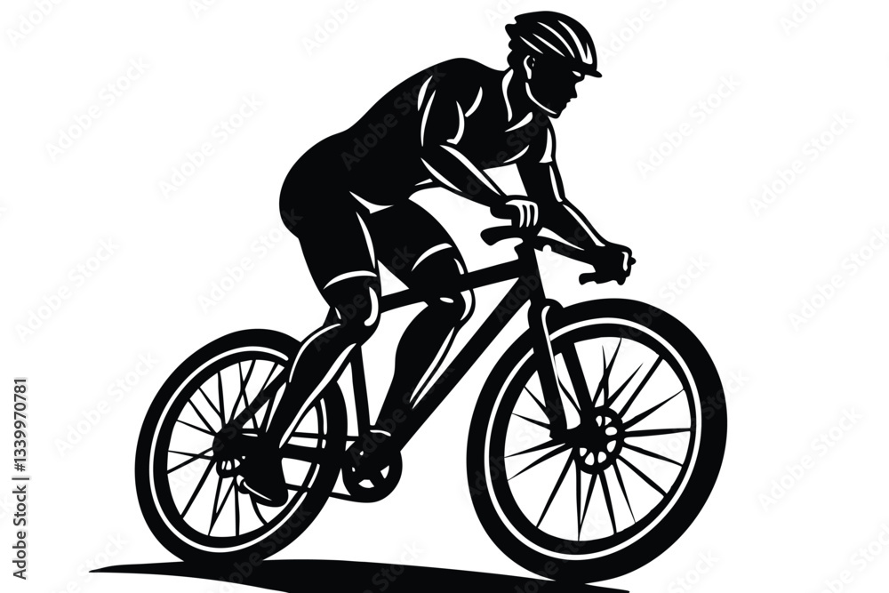 Obraz premium Man riding a bicycle silhouette vector