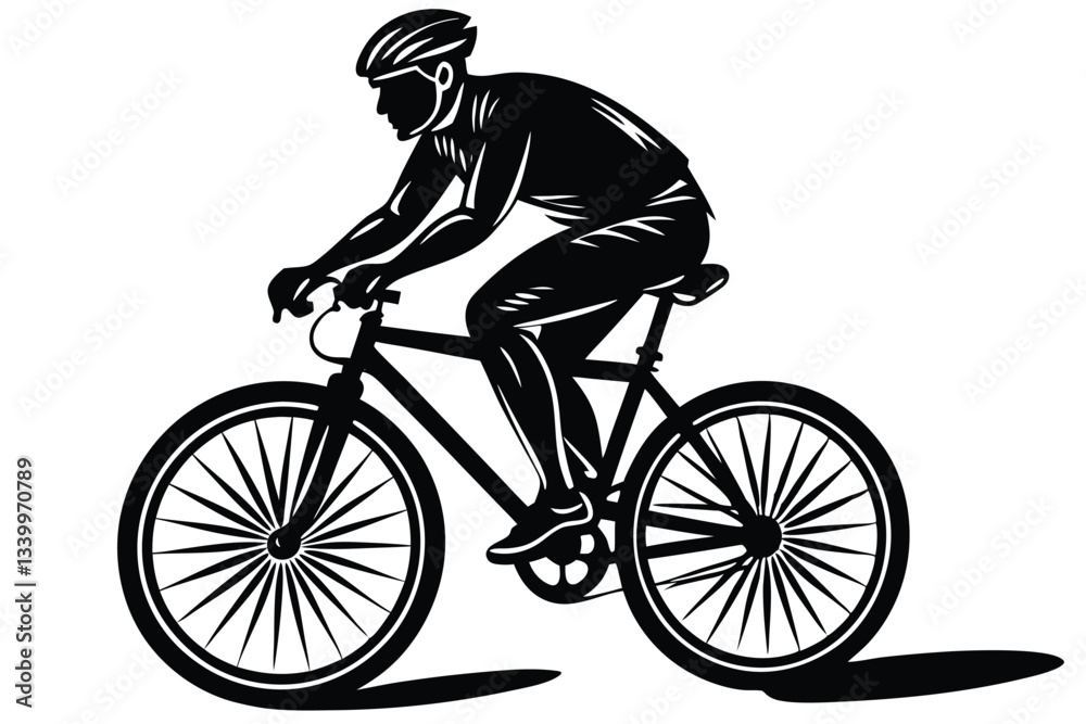 Obraz premium Man riding a bicycle silhouette vector