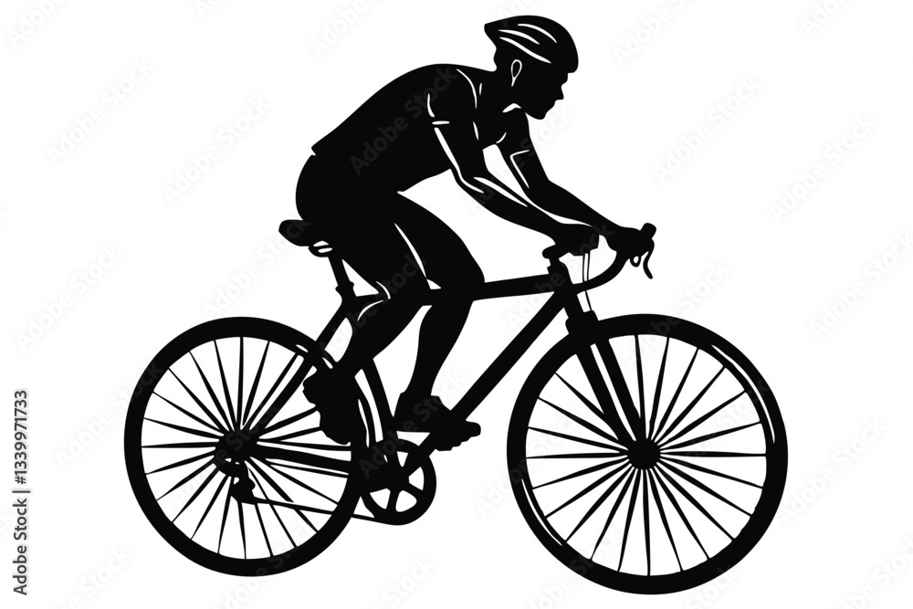 Fototapeta premium silhouette of a cyclist male on white background