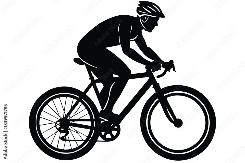 Obraz premium silhouette of a cyclist male on white background