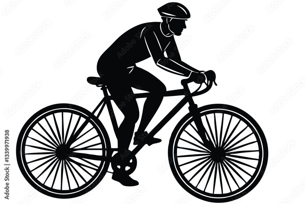Obraz premium silhouette of a cyclist male on white background
