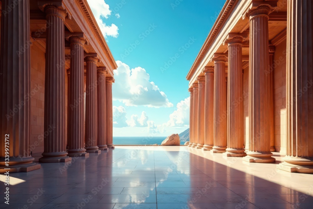 Fototapeta premium Grand Roman columns supporting a majestic structure , order, roman, ruins