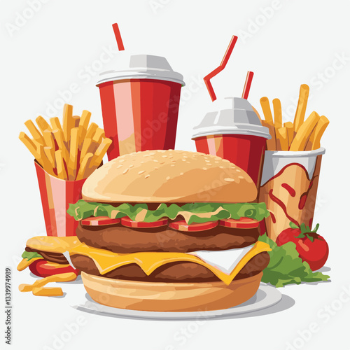 fastfood, fast, snack, meal, food, lunch, burger, dinner, background, delicious, meat, american, menu, unhealthy, restaurant, isolated, cheeseburger, junk, set, hamburger, fat, sandwich, tasty, eat, c