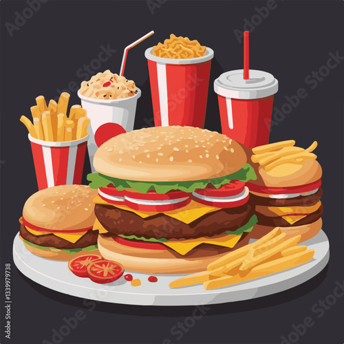 fastfood, fast, snack, meal, food, lunch, burger, dinner, background, delicious, meat, american, menu, unhealthy, restaurant, isolated, cheeseburger, junk, set, hamburger, fat, sandwich, tasty, eat, c