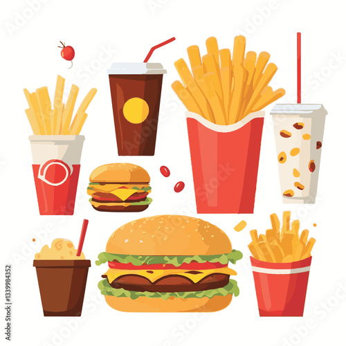 fastfood, fast, snack, meal, food, lunch, burger, dinner, background, delicious, meat, american, menu, unhealthy, restaurant, isolated, cheeseburger, junk, set, hamburger, fat, sandwich, tasty, eat, c