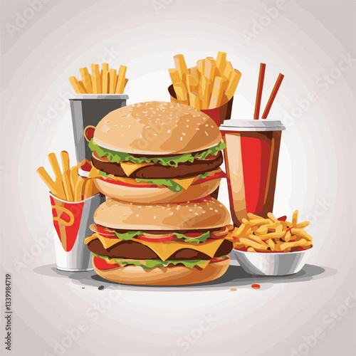 fastfood, fast, snack, meal, food, lunch, burger, dinner, background, delicious, meat, american, menu, unhealthy, restaurant, isolated, cheeseburger, junk, set, hamburger, fat, sandwich, tasty, eat, c