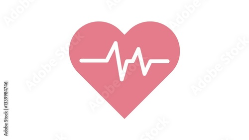 Heartbeat illustration animation 4k motion looping on black background