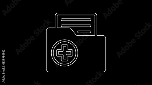 Medical record line icon animation on white background video