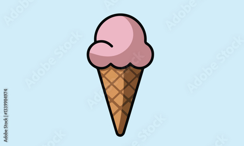  Icecream vector illustration with cone icecream illustration cream on top and cone ice cream side view for adult and kids yummy ice-cream.