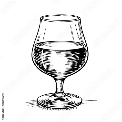 Vintage sketch of a glass filled with liquid  