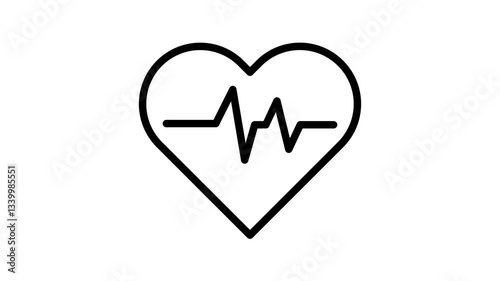 Heartbeat icon animation 4k footage looping isolated on white background