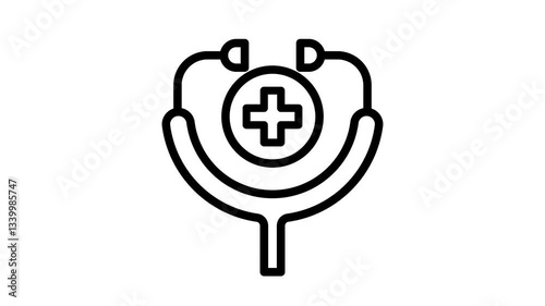 Stethoscope icon animation 4k footage looping isolated on white background