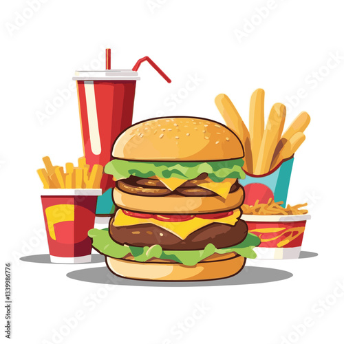 fastfood, fast, snack, meal, food, lunch, burger, dinner, background, delicious, meat, american, menu, unhealthy, restaurant, isolated, cheeseburger, junk, set, hamburger, fat, sandwich, tasty, eat, c