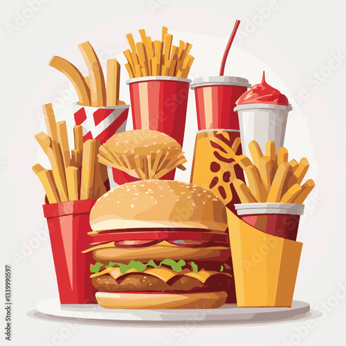fastfood, fast, snack, meal, food, lunch, burger, dinner, background, delicious, meat, american, menu, unhealthy, restaurant, isolated, cheeseburger, junk, set, hamburger, fat, sandwich, tasty, eat, c