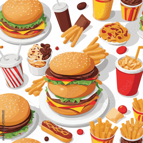 fastfood, fast, snack, meal, food, lunch, burger, dinner, background, delicious, meat, american, menu, unhealthy, restaurant, isolated, cheeseburger, junk, set, hamburger, fat, sandwich, tasty, eat, c