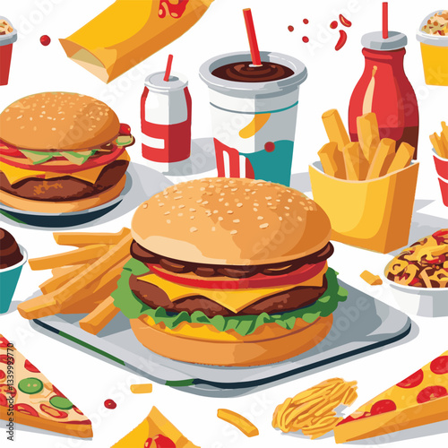 fastfood, fast, snack, meal, food, lunch, burger, dinner, background, delicious, meat, american, menu, unhealthy, restaurant, isolated, cheeseburger, junk, set, hamburger, fat, sandwich, tasty, eat, c