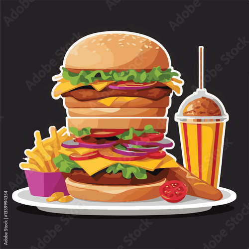 fastfood, fast, snack, meal, food, lunch, burger, dinner, background, delicious, meat, american, menu, unhealthy, restaurant, isolated, cheeseburger, junk, set, hamburger, fat, sandwich, tasty, eat, c
