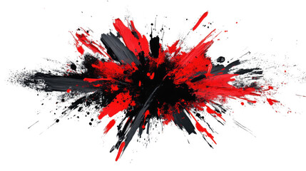 Red and black paint splashing on transparent background