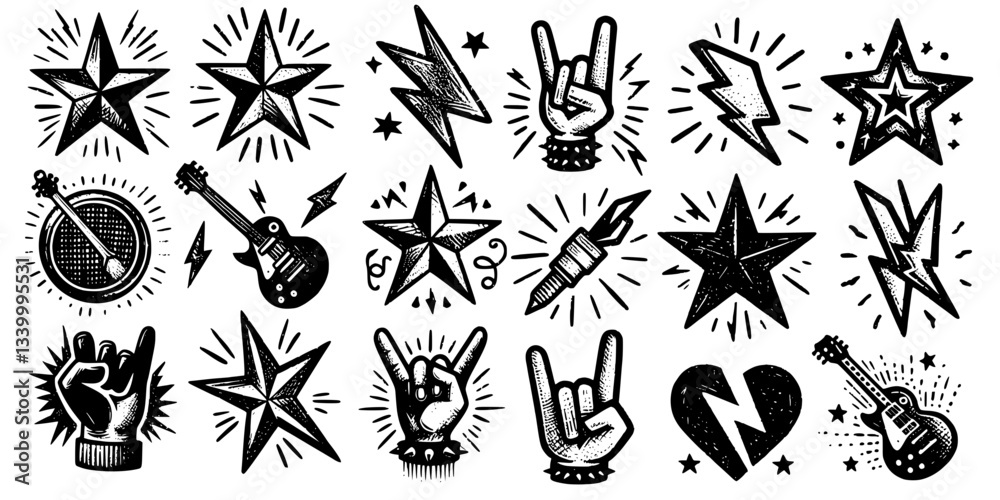 Fototapeta premium Rock and Roll Symbol Collection