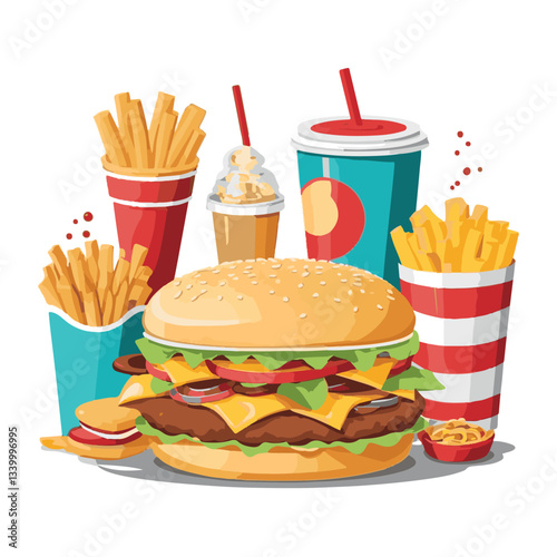 fastfood, fast, snack, meal, food, lunch, burger, dinner, background, delicious, meat, american, menu, unhealthy, restaurant, isolated, cheeseburger, junk, set, hamburger, fat, sandwich, tasty, eat, c