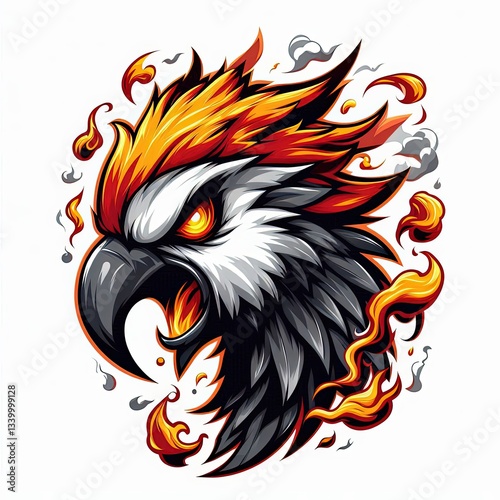 Wallpaper Mural Fiery eagle artwork illustration conveying power and elemental energy concept Torontodigital.ca