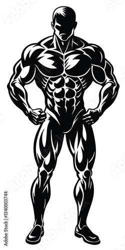 A Body builder silhouette human body design isolated white background