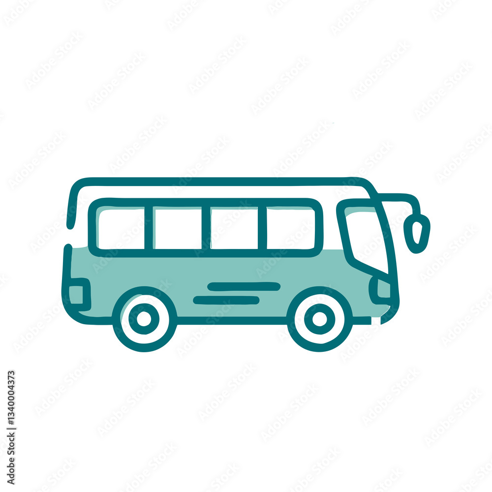 Simple teal bus illustration on a white background Simple teal bus illustration on a white background