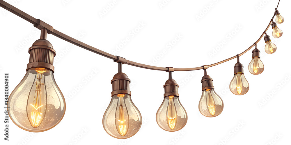 Obraz premium Vintage edison bulb string lights on curved wire