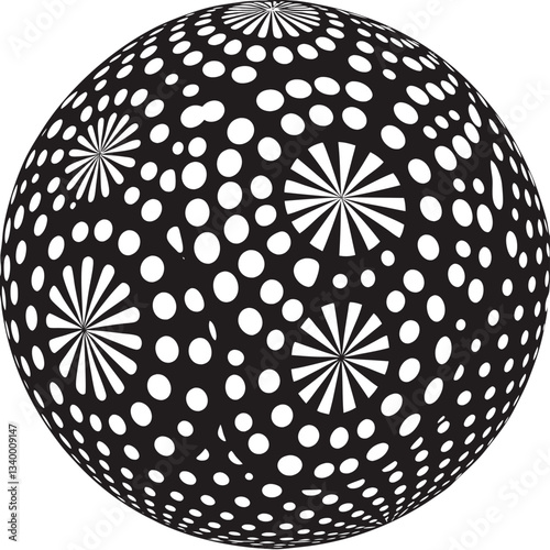 Dotted halftone 3d sphere. Striped, dotted and checkered 3d spheres, abstract sphere balls. Minimalistic halftone spherical isolated vector symbols
