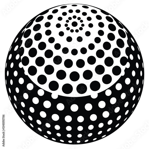 White 3D vector halftone sphere.Dotted spherical background.Logo template with shadow.Circle dots isolated on the white background