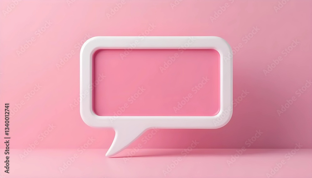 Fototapeta premium A minimalist, modern image of a white speech bubble against a vibrant pink background.