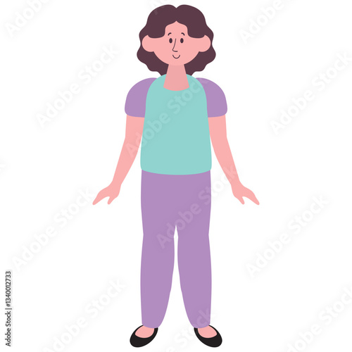 Standing woman portrait avatar vector cartoon illustration