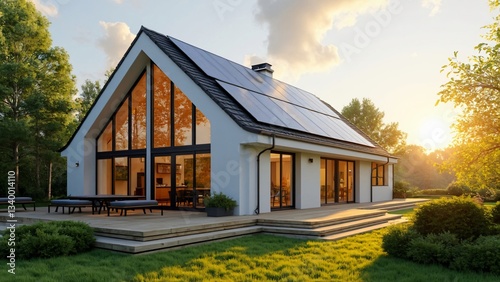 Sustainable Modern Home Design Solar Powered House with Stunning Sunset View