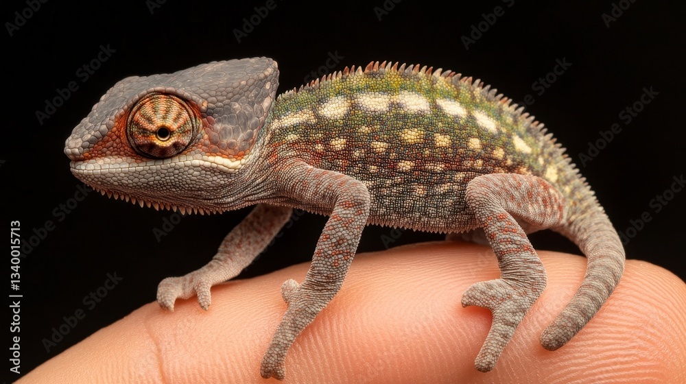 Fototapeta premium Colorful Gecko on Finger