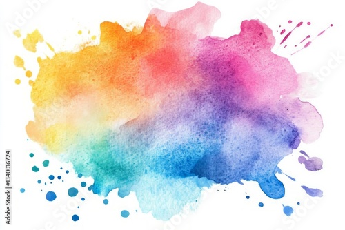 Vibrant watercolor ink blots on white background. AI generated