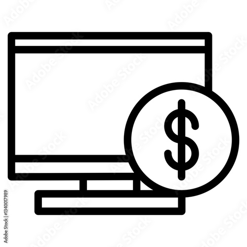 Computer dollar value online transaction icon
